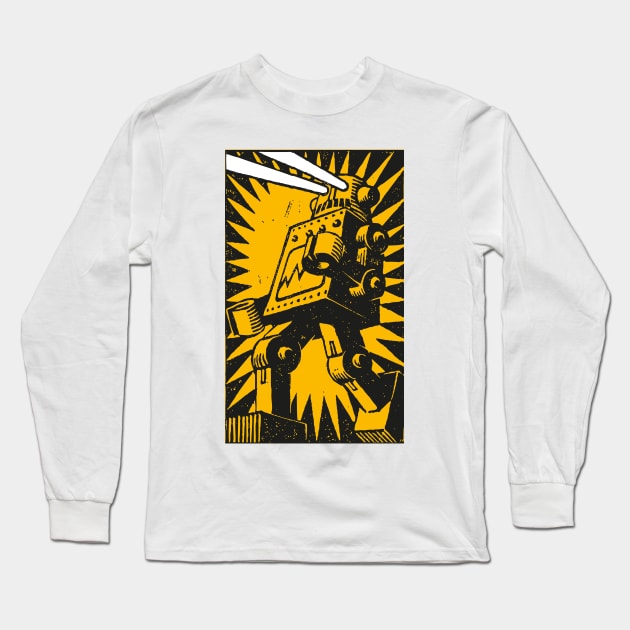 Black Robot Long Sleeve T-Shirt by WonderWebb